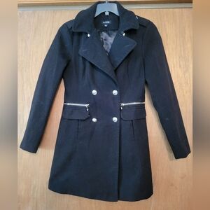 A. Byer Junior's Black Pea Coat with Gold Buttons, Size S